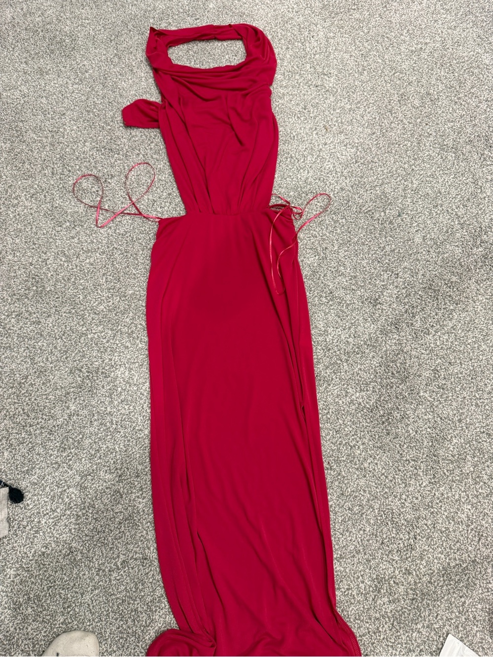 Zara Bright Red Halter Maxi Dress with Side Ties